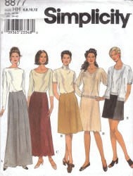 8877 Simplicity  GREAT A-SKIRTS PLEATS OR NOT MINI- MAXI4 LENGTHS  PATTERN 14-20 UNCUT